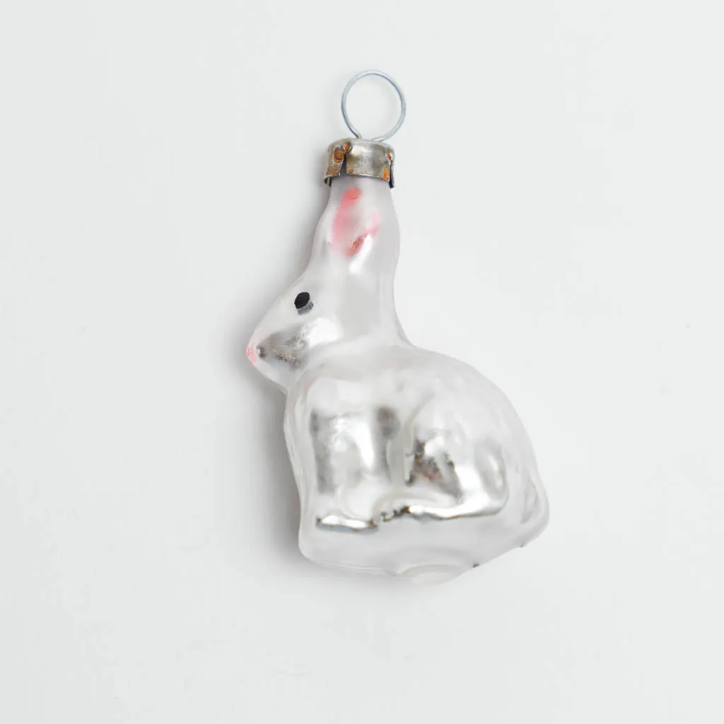 Handblown Mini German Glass Rabbit Ornament