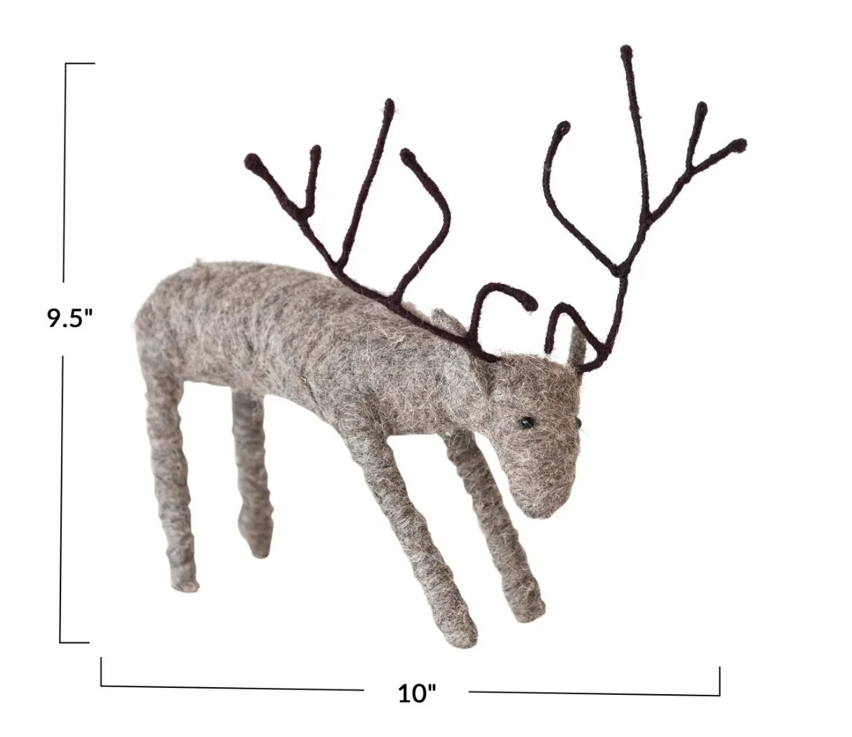 Handmade Wool Felt & Wire Reindeer, 3 sizes