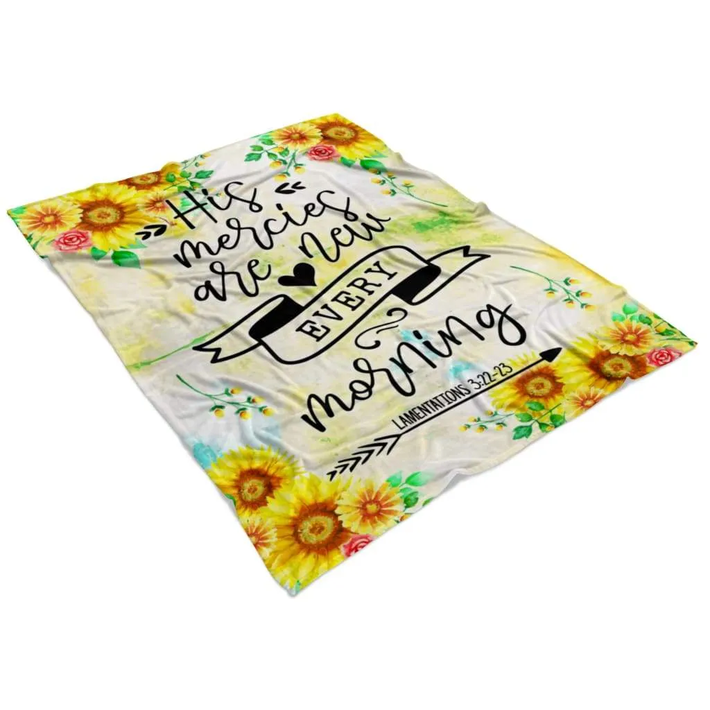 His Mercies Are New Every Morning Lamentations 322-23 Fleece Blanket - Christian Blanket - Bible Verse Blanket