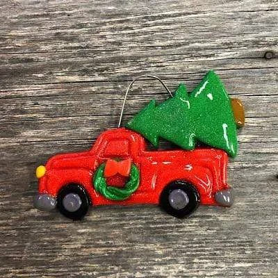 Holiday Truck with Christmas Tree Ornament