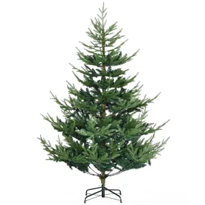 HOMCOM 6 Foot Artificial Christmas Tree, Pine Hinged Xmas Tree with 795 Realistic Branches, Steel Base, Auto Open, Green