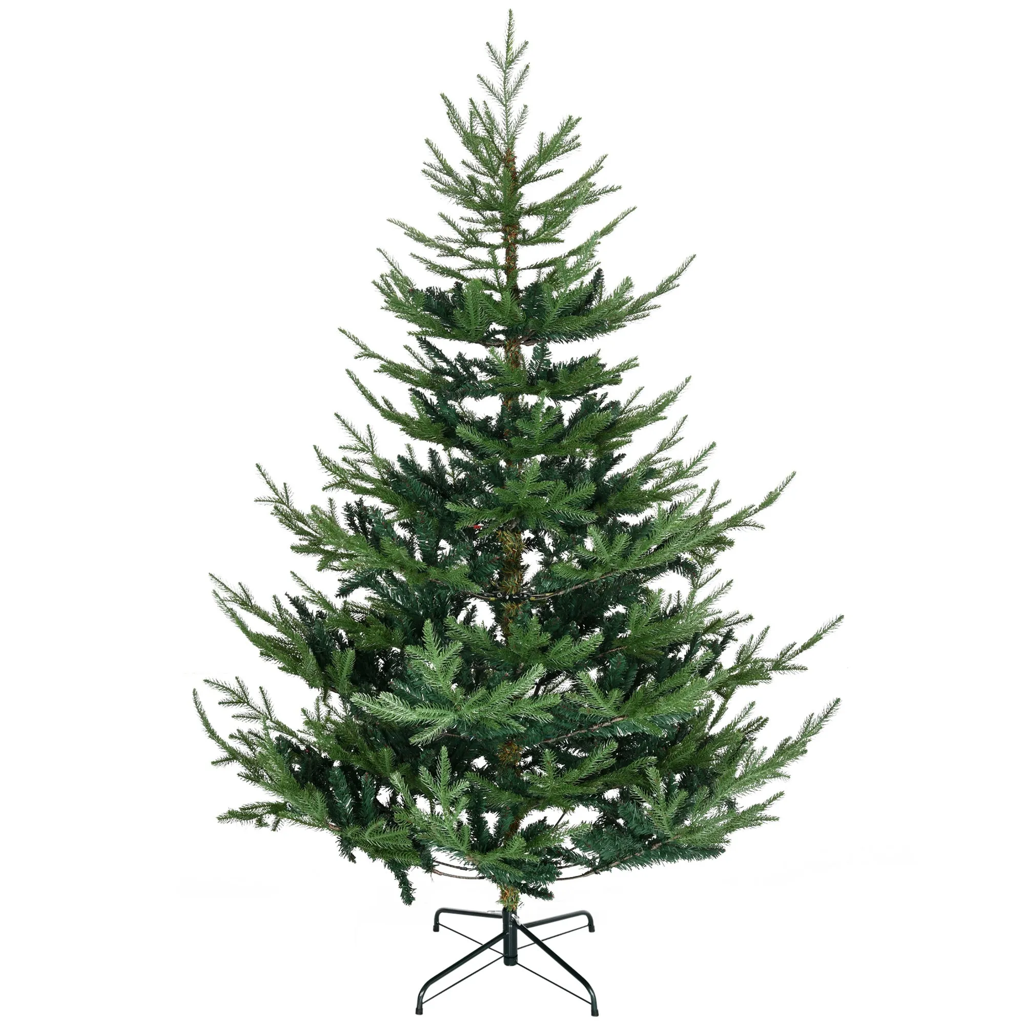 HOMCOM 6 Foot Artificial Christmas Tree, Pine Hinged Xmas Tree with 795 Realistic Branches, Steel Base, Auto Open, Green