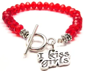 I Kiss Girls Crystal Beaded Toggle Style Bracelet