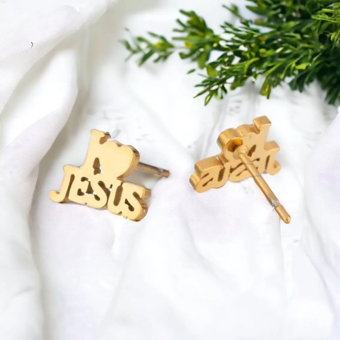 I Love Jesus Stud Earrings - Handmade Jewelry, Christian Earrings, Handmade Earrings, Faith Jewelry, Christianity, Faith Earrings, Spiritual