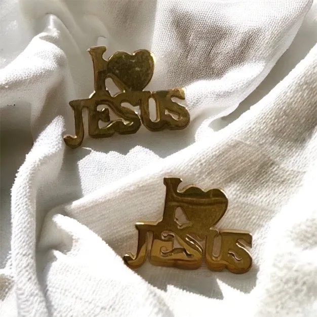 I Love Jesus Stud Earrings - Handmade Jewelry, Christian Earrings, Handmade Earrings, Faith Jewelry, Christianity, Faith Earrings, Spiritual