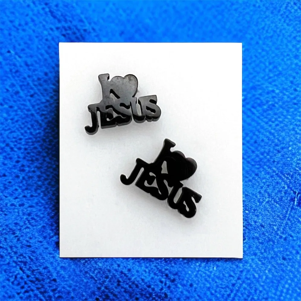 I Love Jesus Stud Earrings - Handmade Jewelry, Christian Earrings, Handmade Earrings, Faith Jewelry, Christianity, Faith Earrings, Spiritual