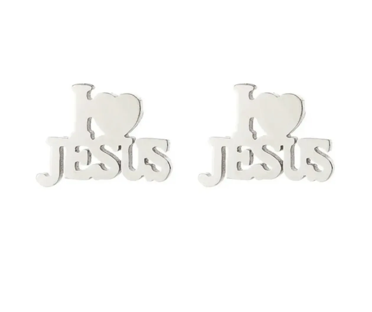 I Love Jesus Stud Earrings - Handmade Jewelry, Christian Earrings, Handmade Earrings, Faith Jewelry, Christianity, Faith Earrings, Spiritual