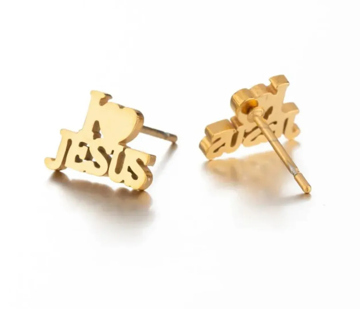 I Love Jesus Stud Earrings - Handmade Jewelry, Christian Earrings, Handmade Earrings, Faith Jewelry, Christianity, Faith Earrings, Spiritual