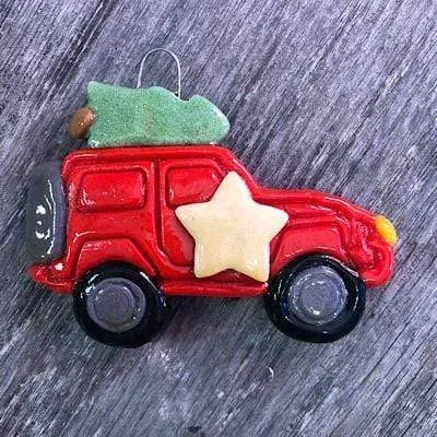 Jeep with Christmas Tree Ornament