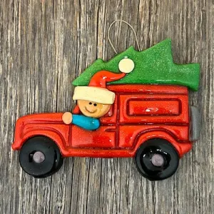 Jeep with Christmas Tree Ornament