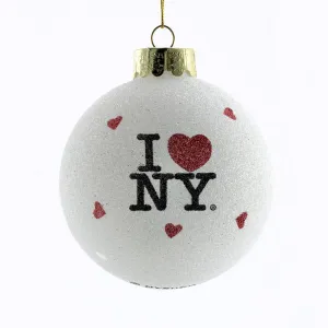 Kurt Adler 80MM Glitter "I Love NY" Glass Ball Ornament, NY0708