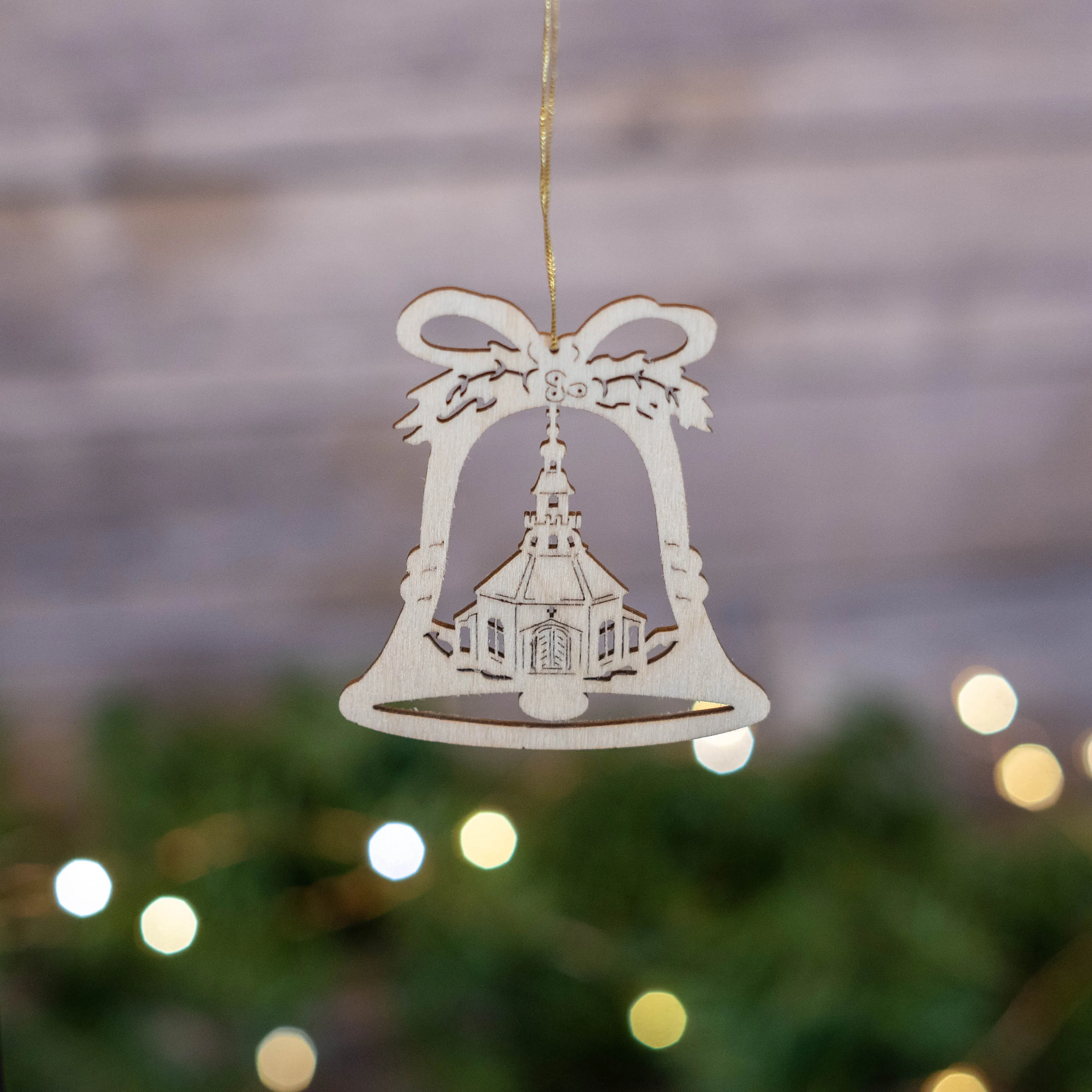 Laser Cut Bell Ornament with Seiffen Church