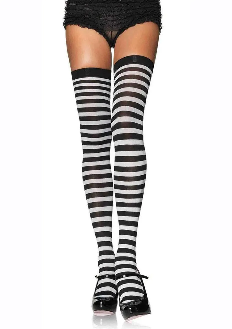 Leg Avenue Plus Size Nylon Stocking with Stripe