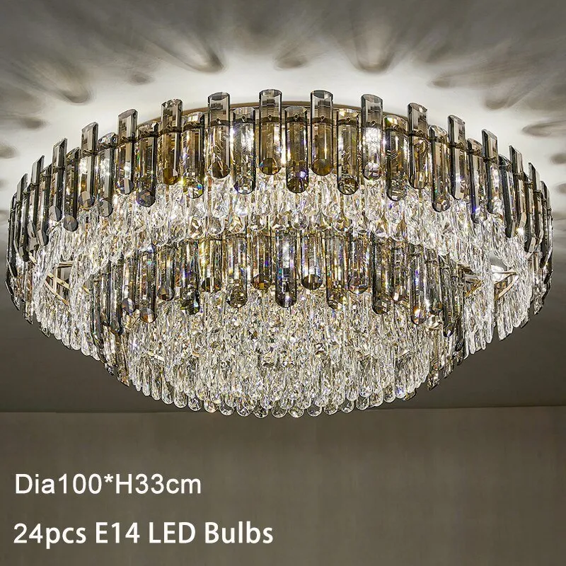 Luxury Large Black Color Crystal Living Room Ceiling Light