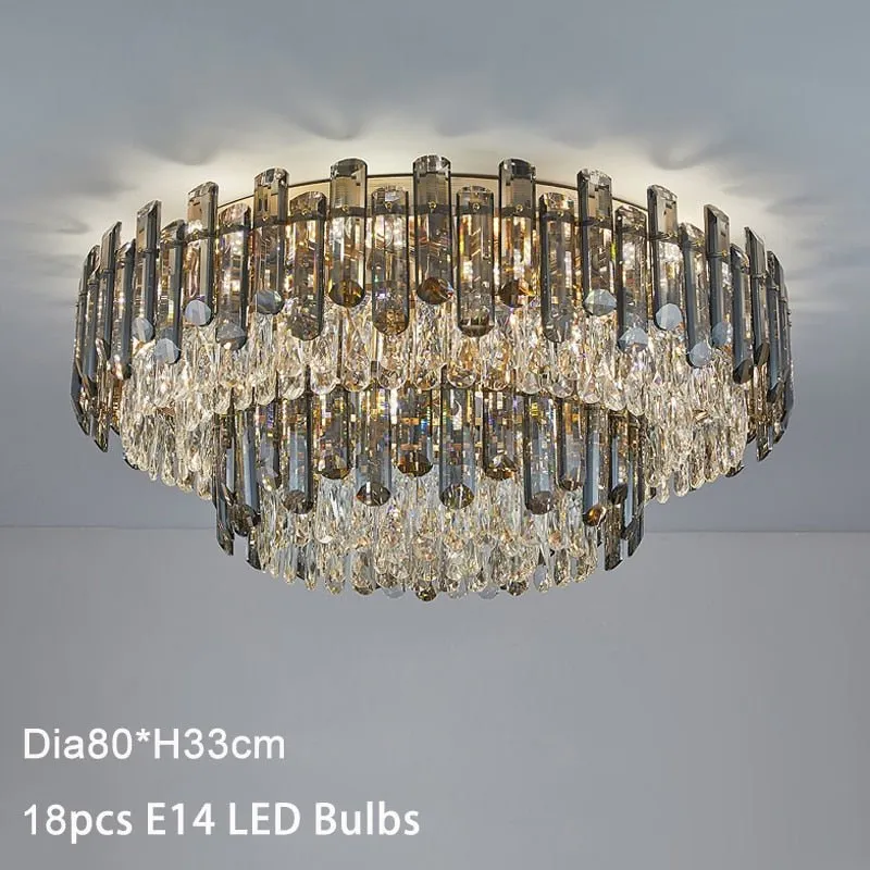 Luxury Large Black Color Crystal Living Room Ceiling Light