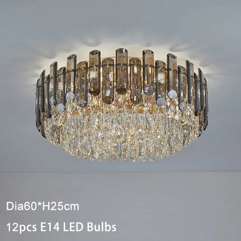 Luxury Large Black Color Crystal Living Room Ceiling Light