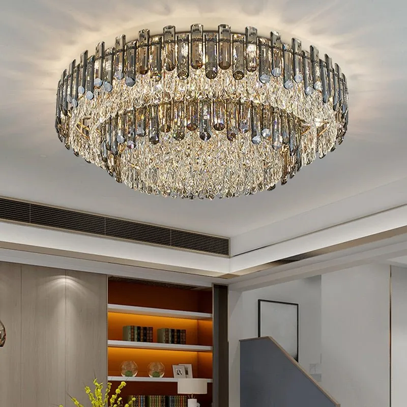 Luxury Large Black Color Crystal Living Room Ceiling Light