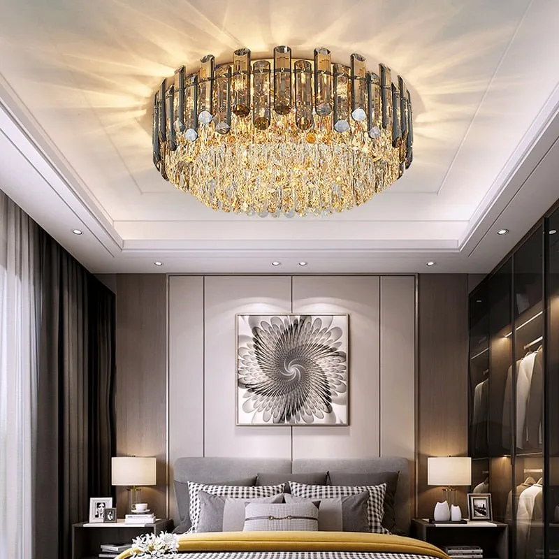 Luxury Large Black Color Crystal Living Room Ceiling Light