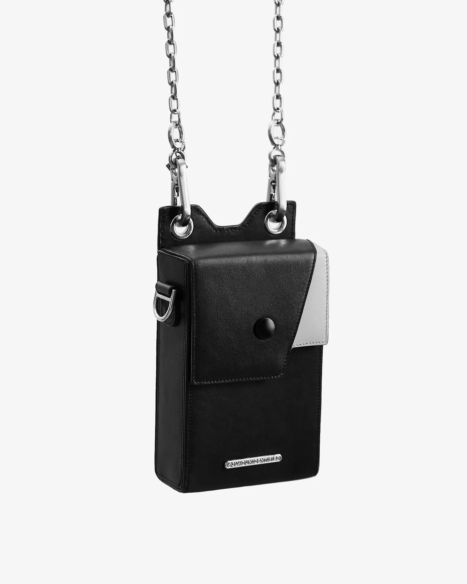 Metal Chain Punk Crossbody Leather Box Bag