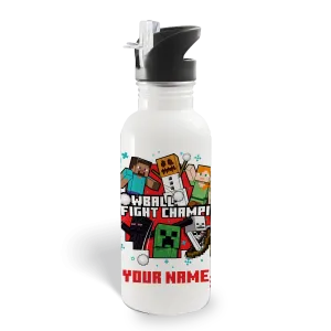 Minecraft Snowball Champ Personalized 20 oz Screw Top Water Bottle with Straw