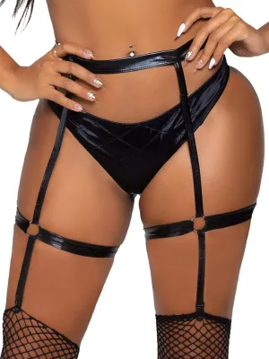 Money Maker Wet Look Garter Harness