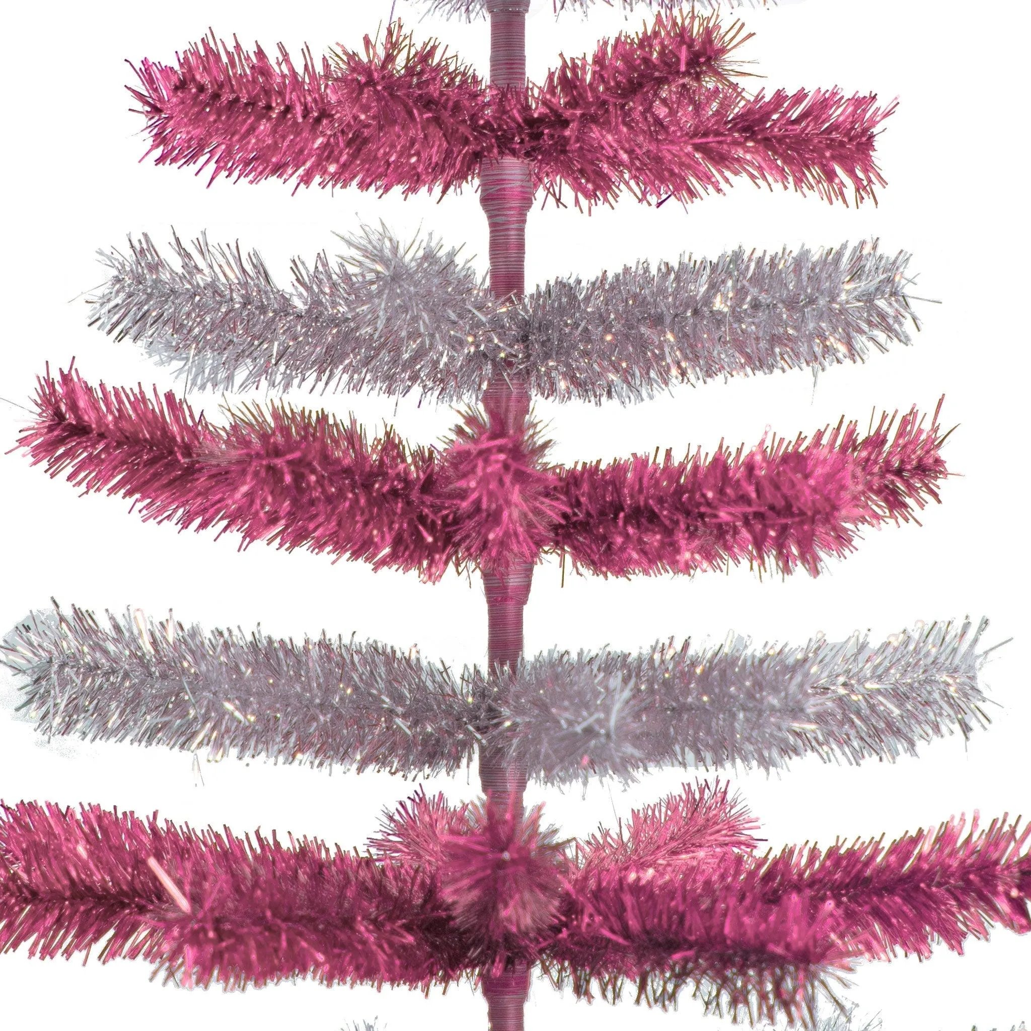 Pink & Silver Layered Tinsel Trees