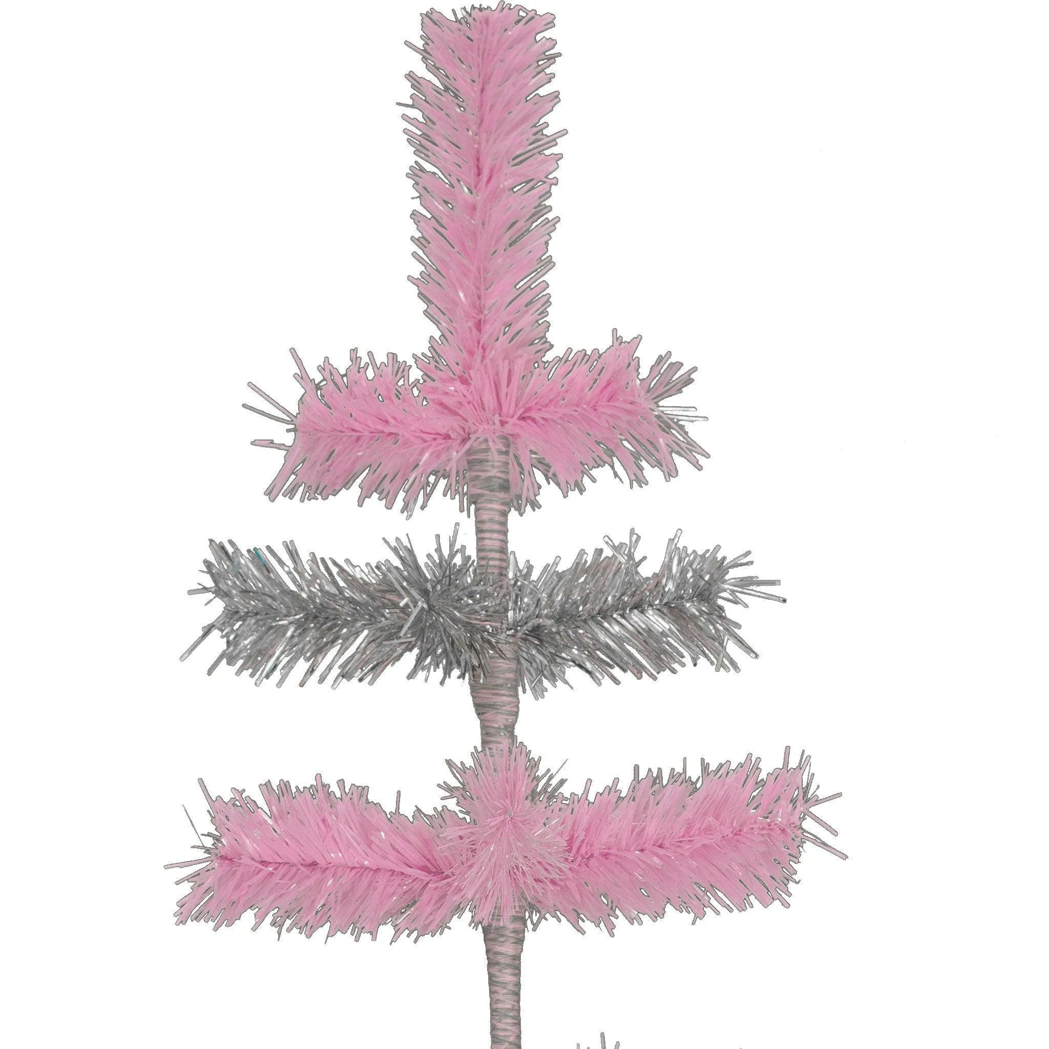 Pink & Silver Layered Tinsel Trees