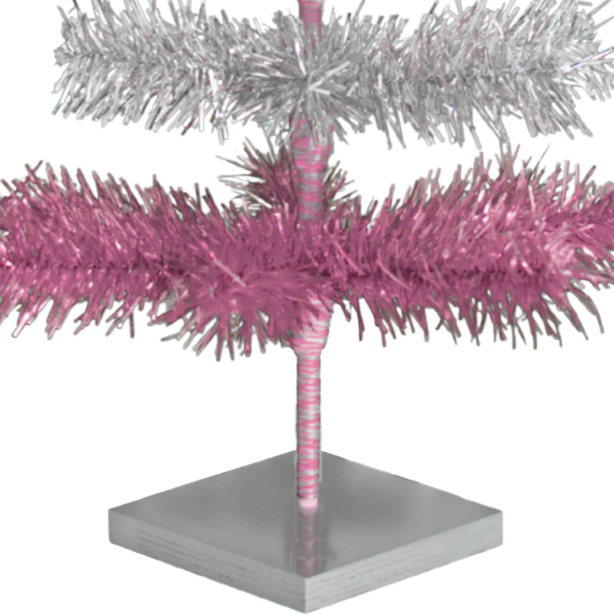 Pink & Silver Layered Tinsel Trees