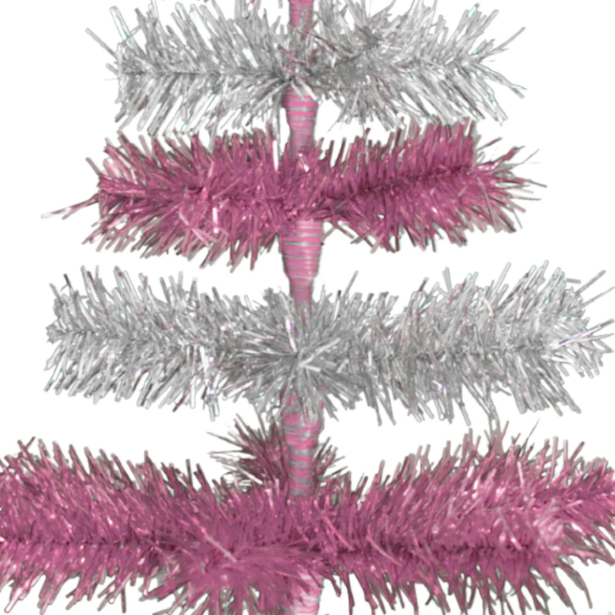 Pink & Silver Layered Tinsel Trees