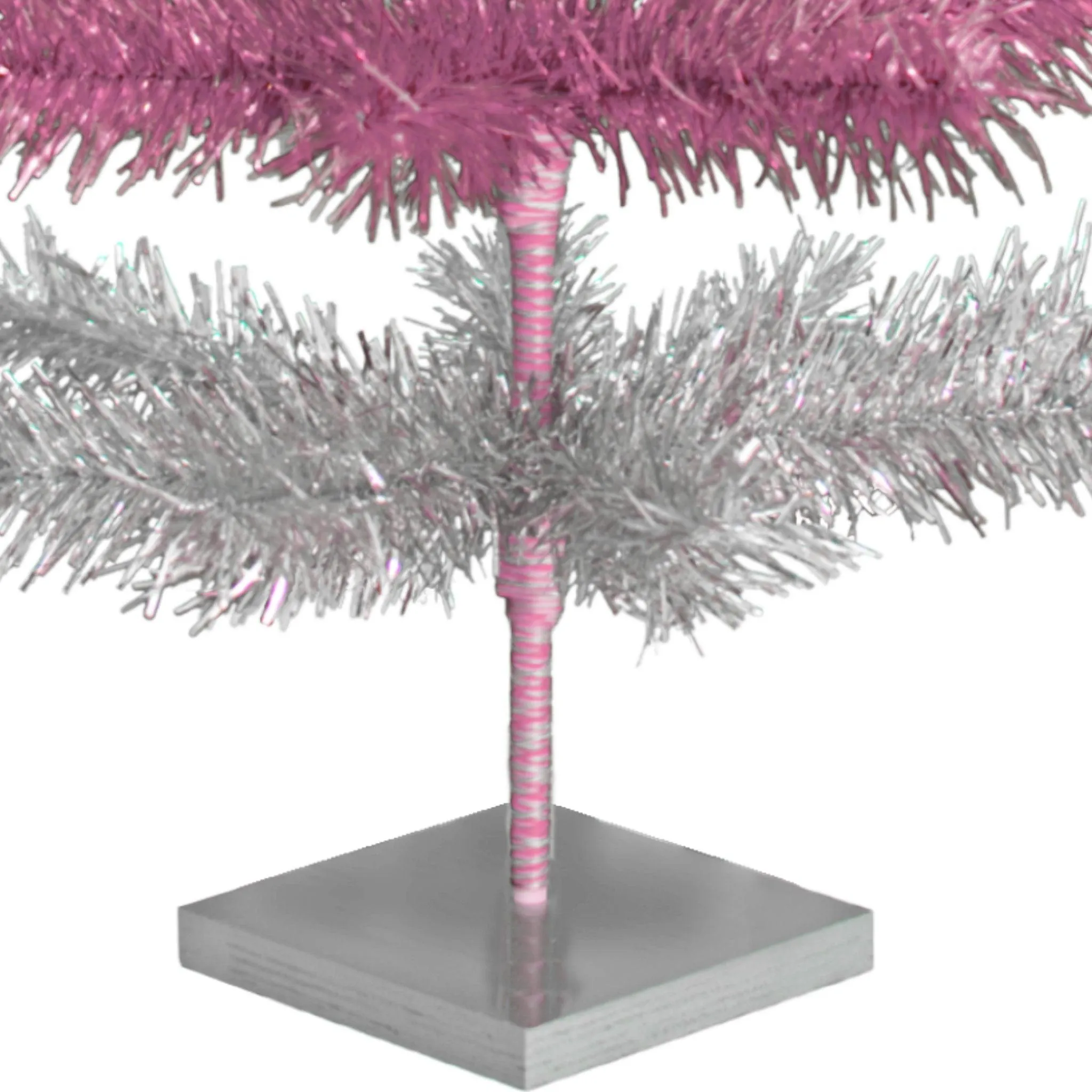 Pink & Silver Layered Tinsel Trees