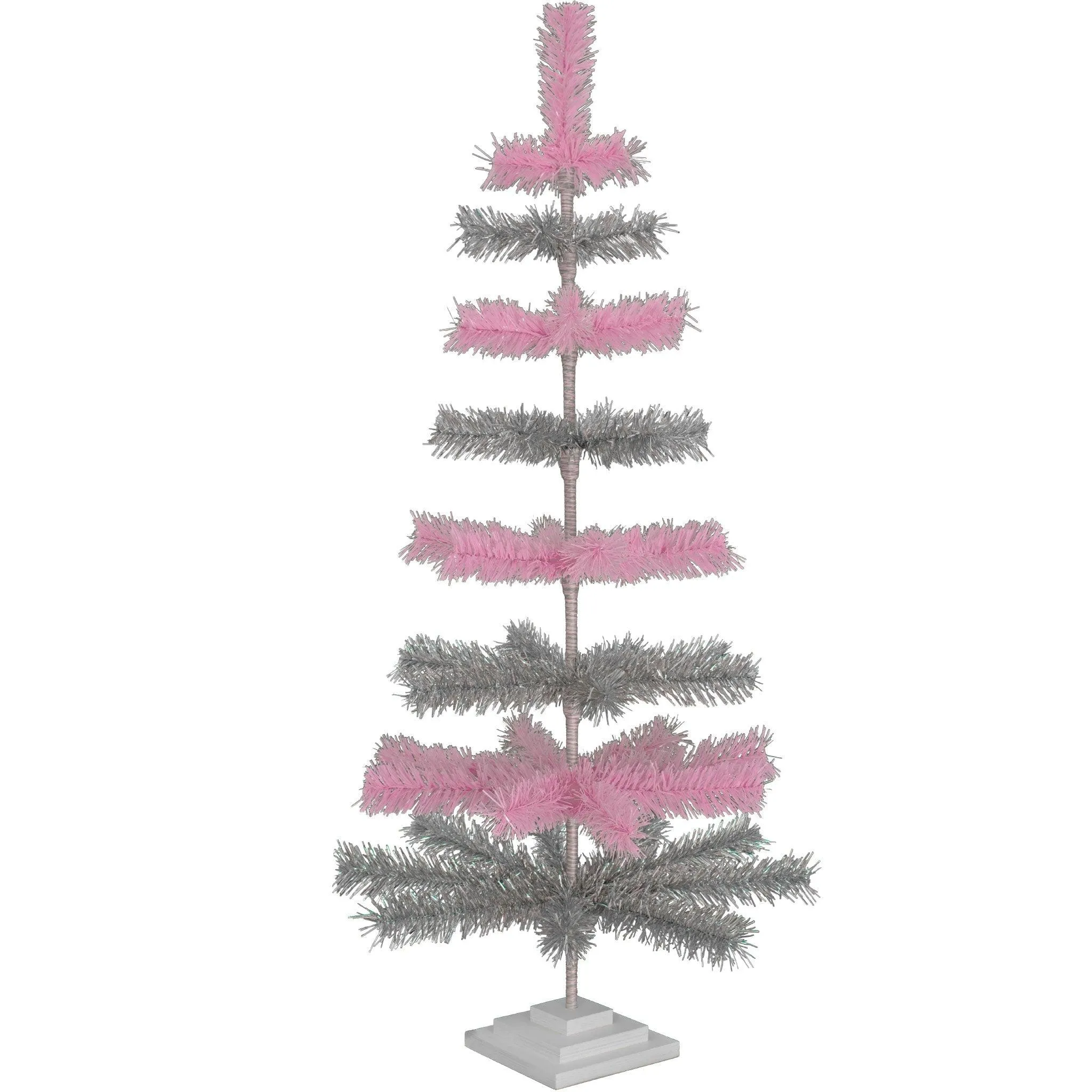 Pink & Silver Layered Tinsel Trees