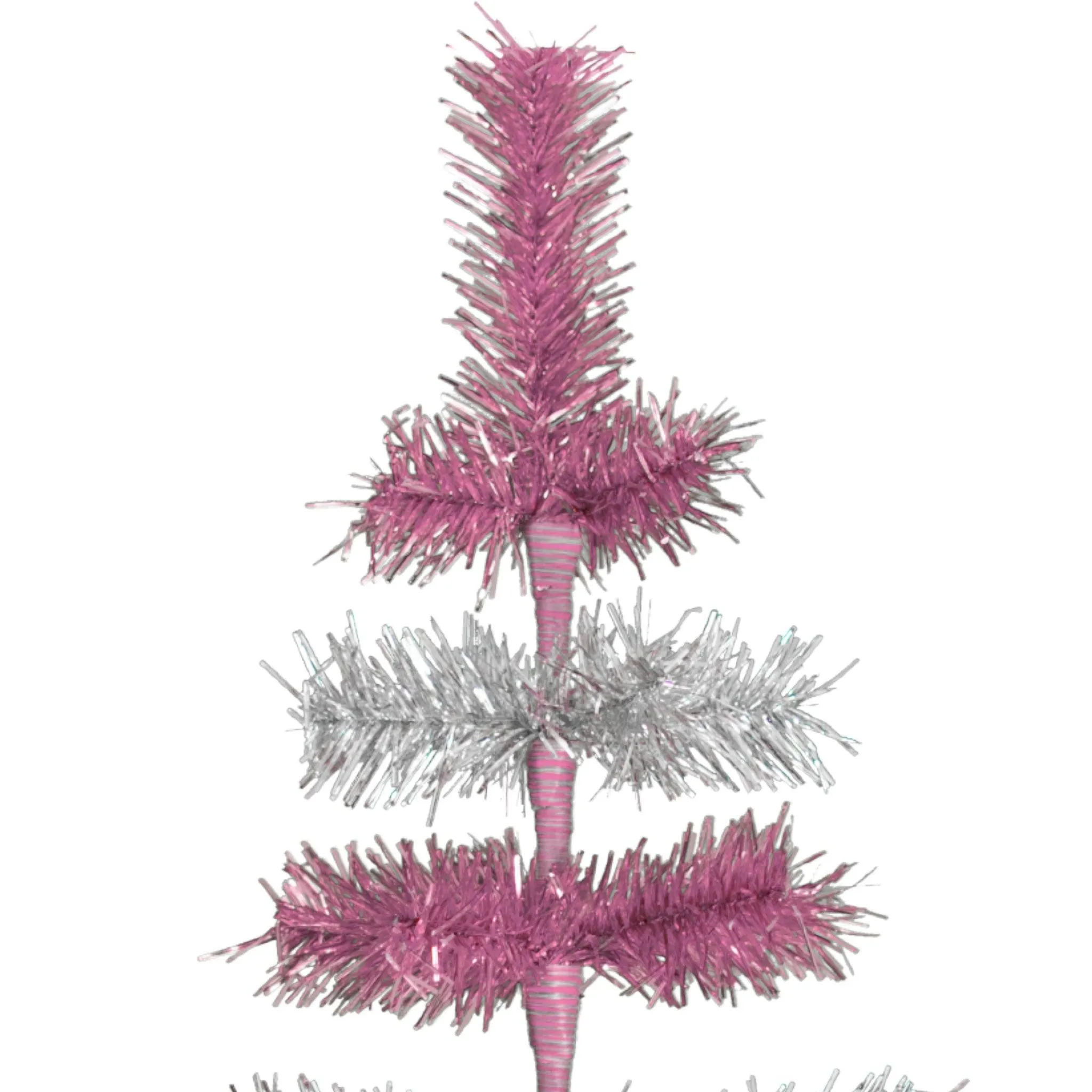 Pink & Silver Layered Tinsel Trees