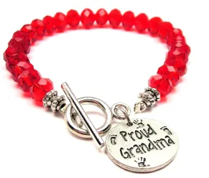 Proud Grandma Circle Crystal Beaded Toggle Style Bracelet