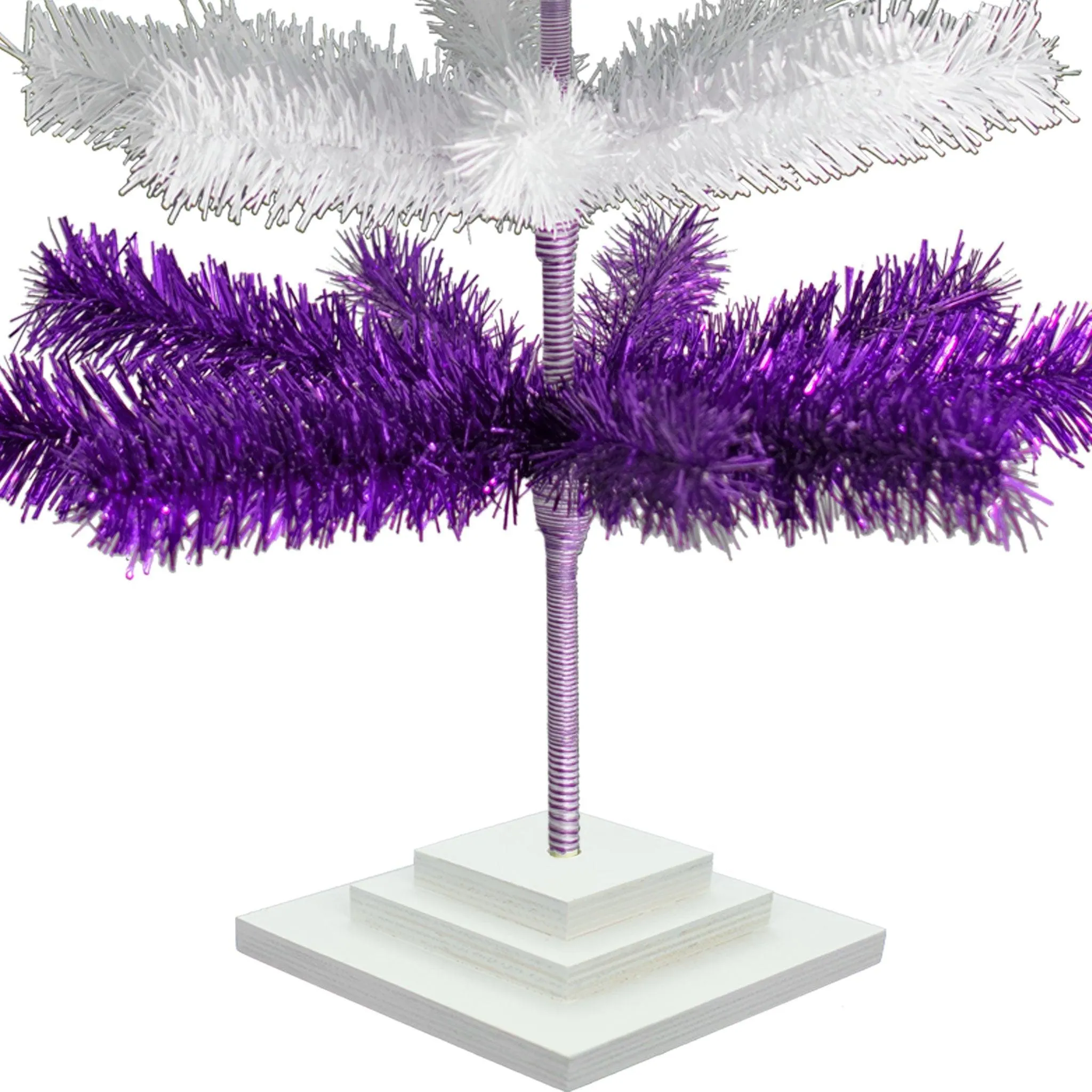 Purple & White Layered Tinsel Christmas Tree