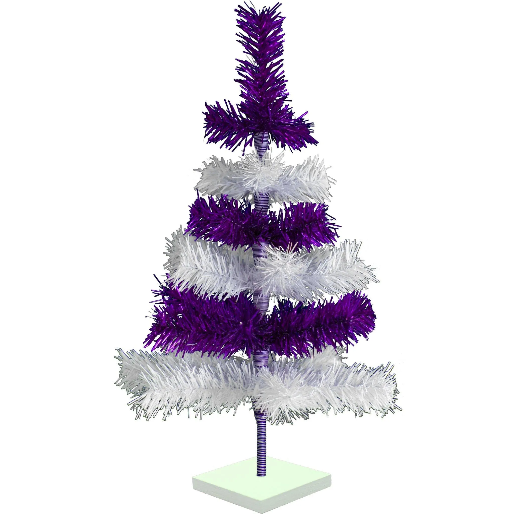 Purple & White Layered Tinsel Christmas Tree