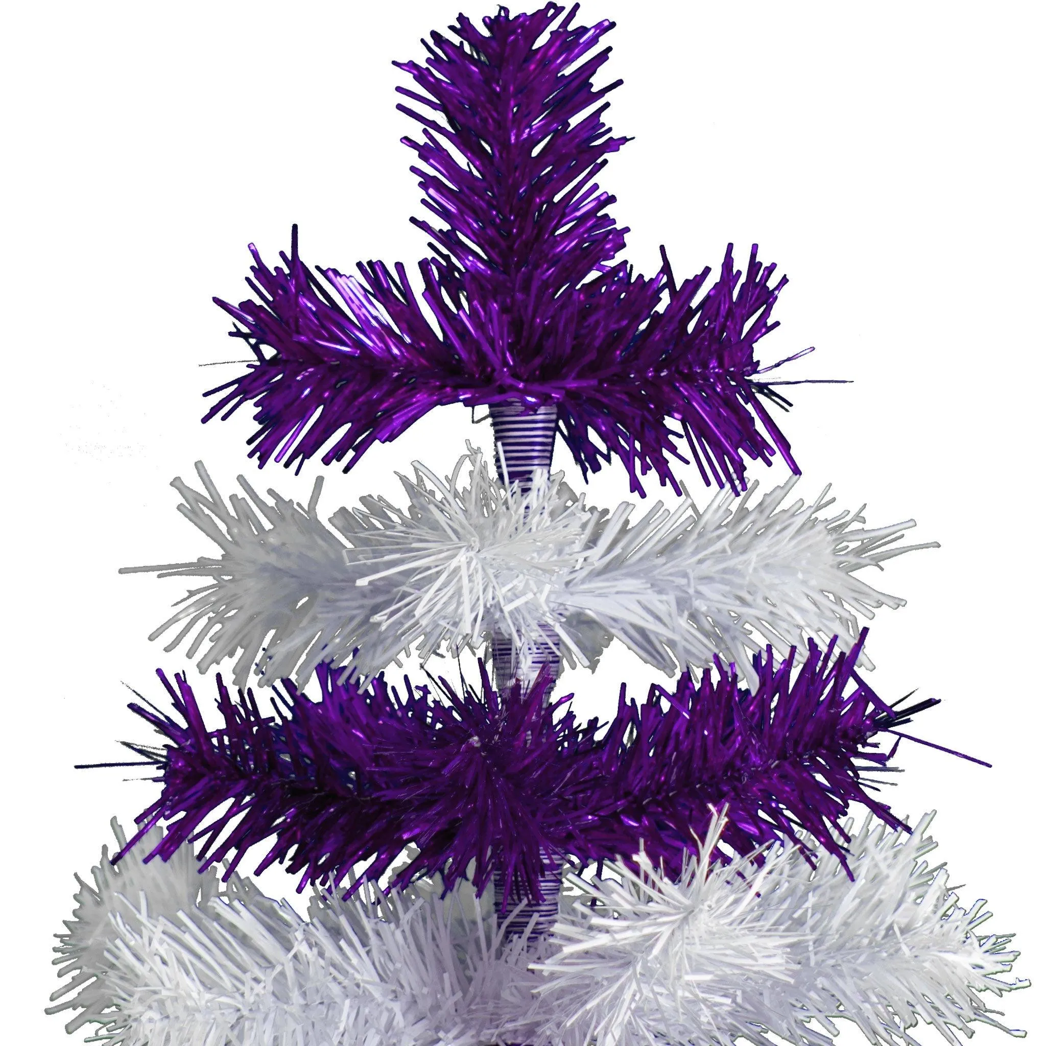 Purple & White Layered Tinsel Christmas Tree