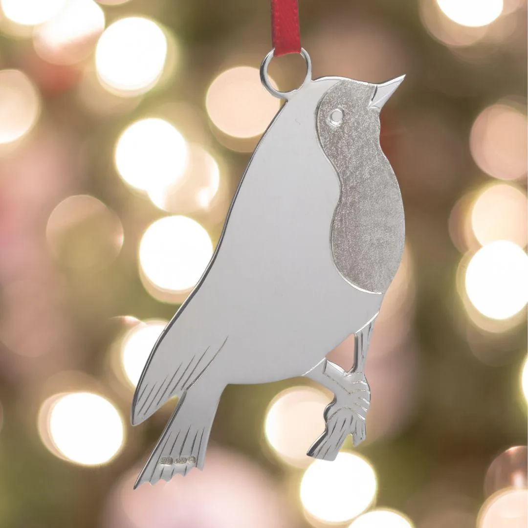 Robin Sterling Silver Christmas Tree Decoration