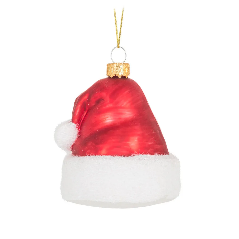 Santa Hat Glass Ornament