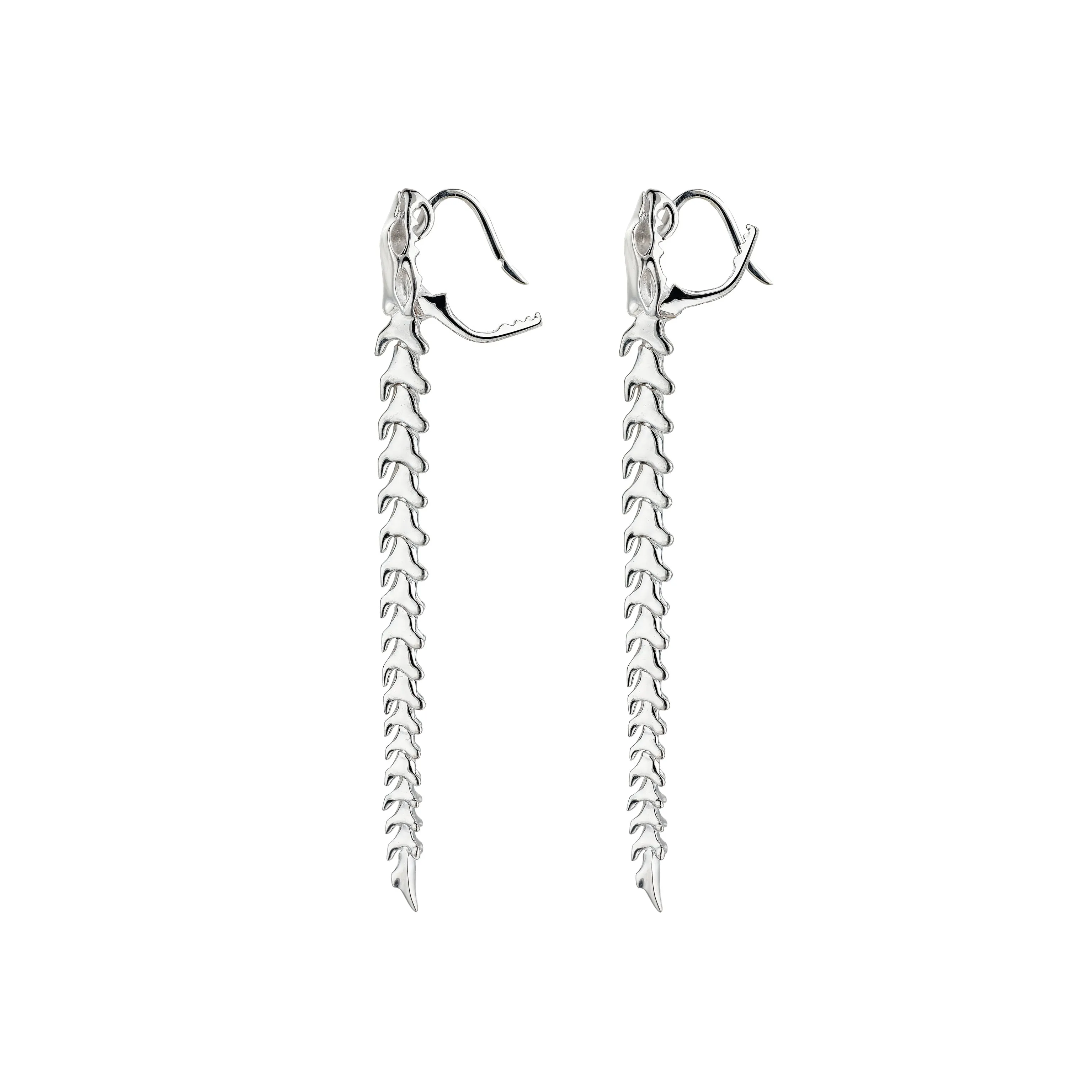 Serpent's Trace Drop Earrings - Silver