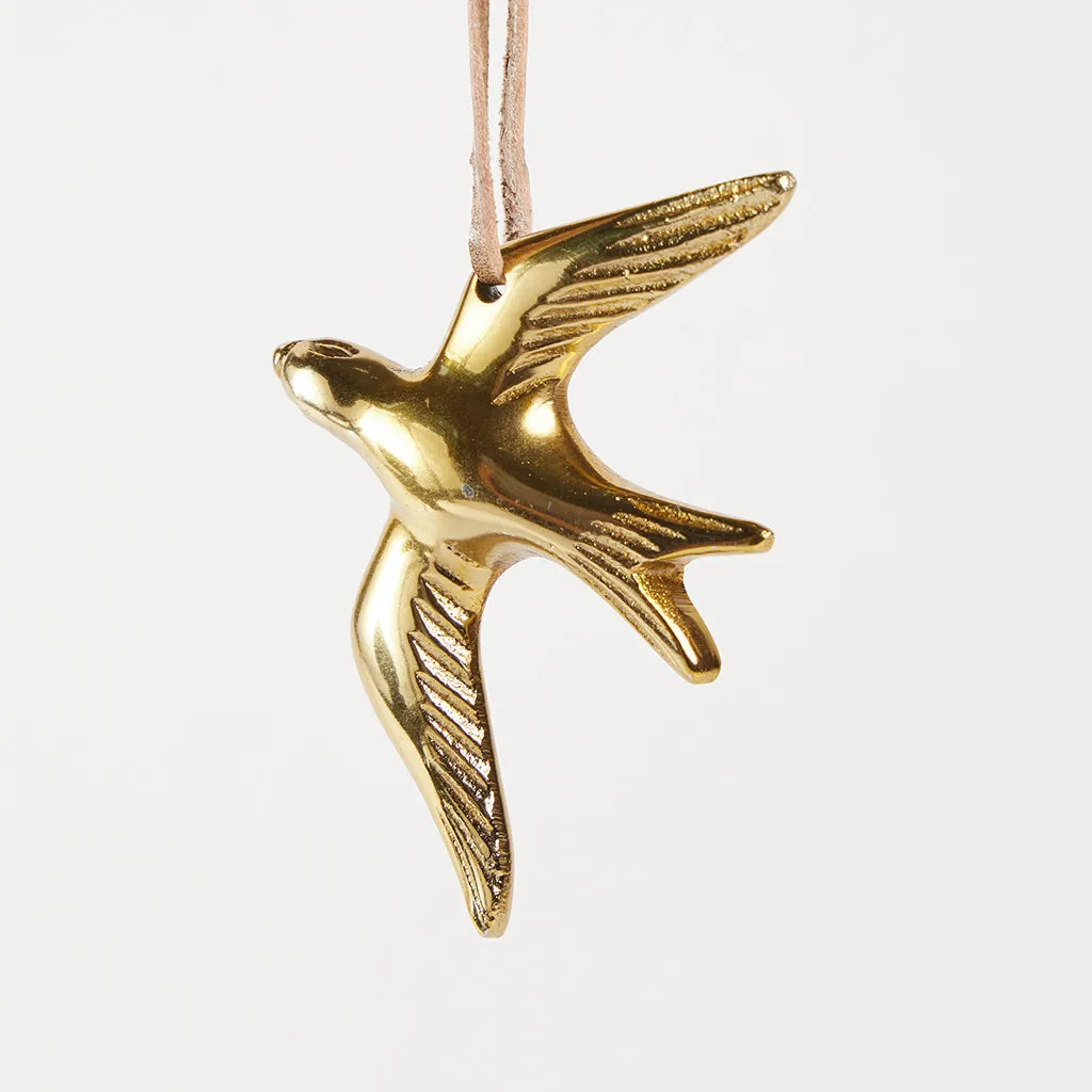 Small Swallow Ornament - Antique Brass