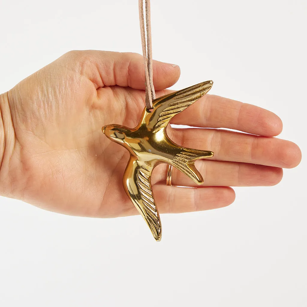 Small Swallow Ornament - Antique Brass