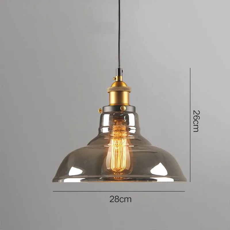 Smoky Glass Vintage Industrial Pendant Lights Loft Restaurant Dining Lighting Retro Cafe Bar