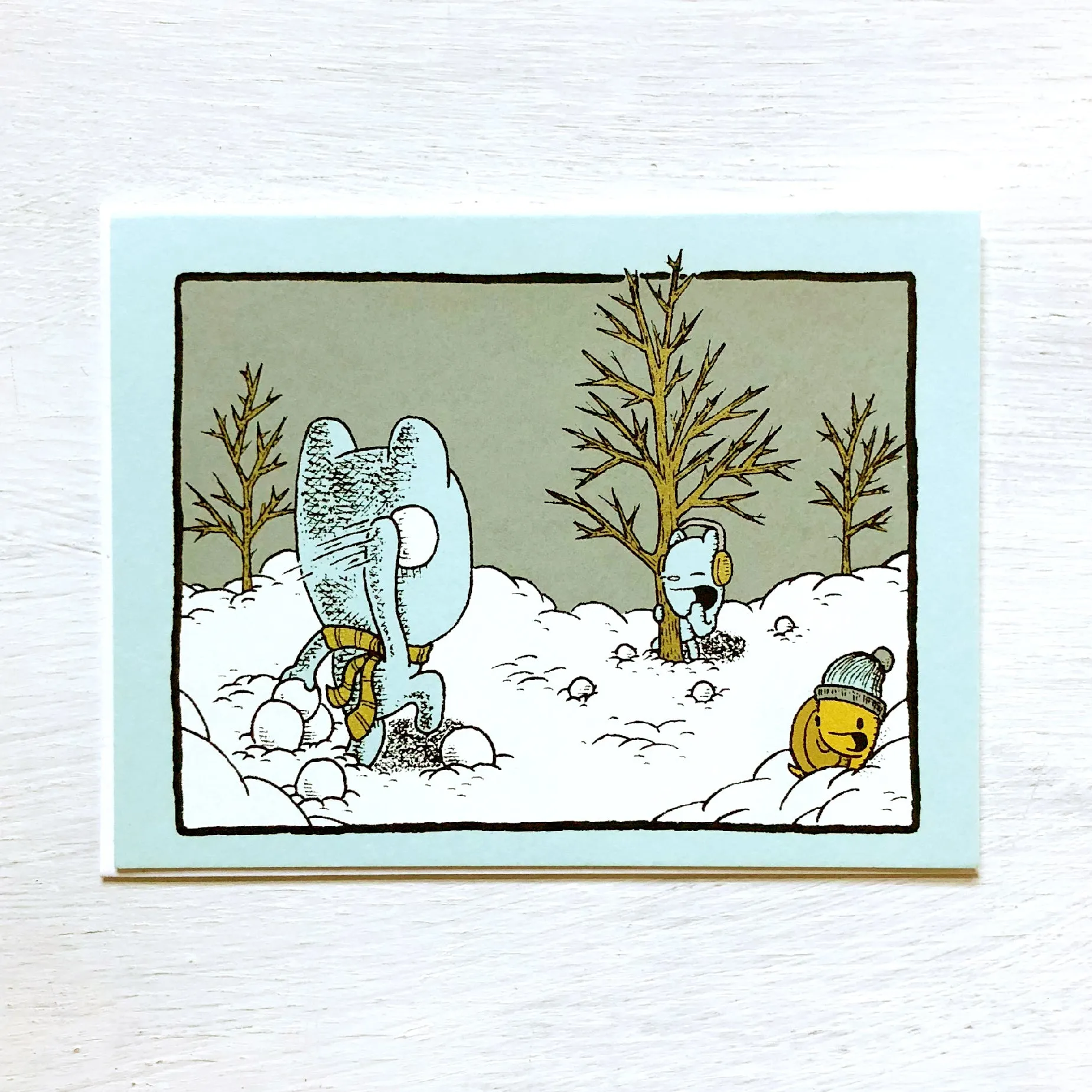 snowball fight holiday card