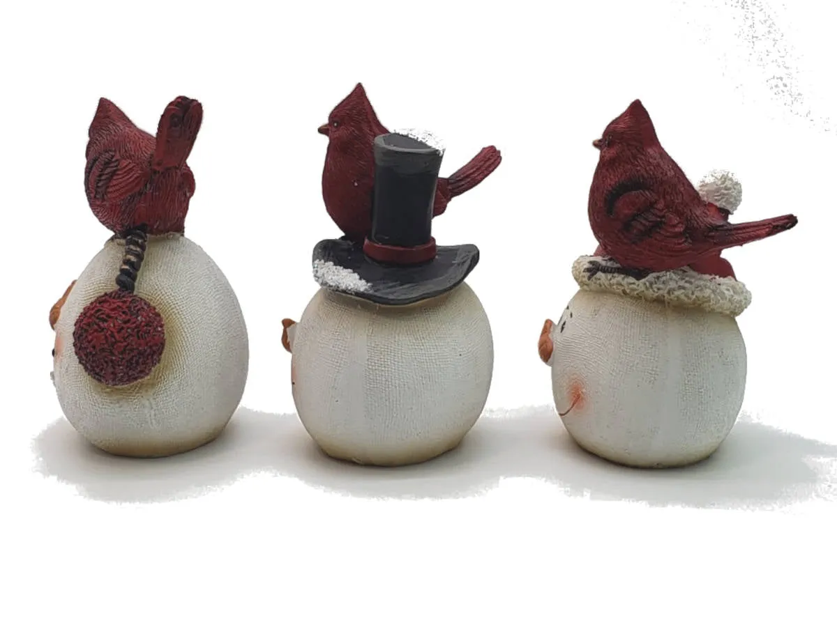 Snowman Head & Red Cardinal Christmas Decoration