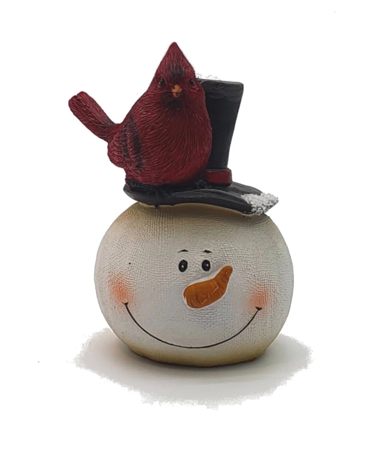 Snowman Head & Red Cardinal Christmas Decoration