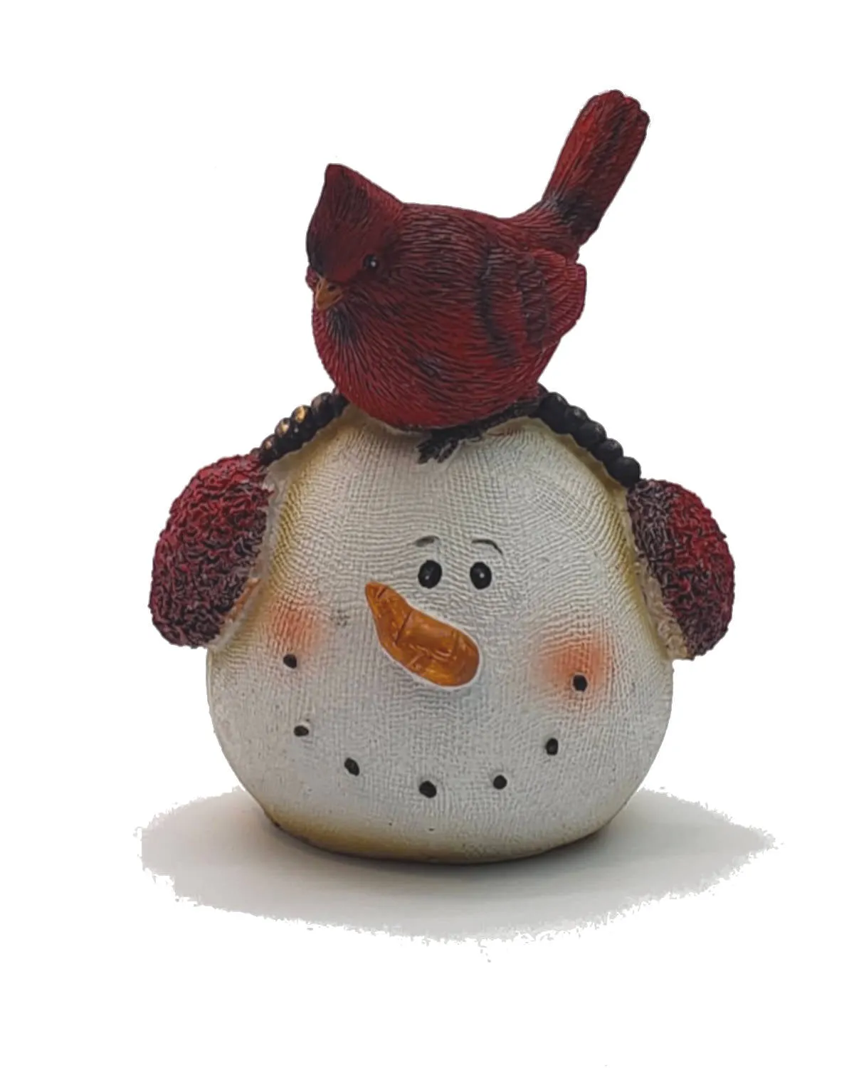 Snowman Head & Red Cardinal Christmas Decoration