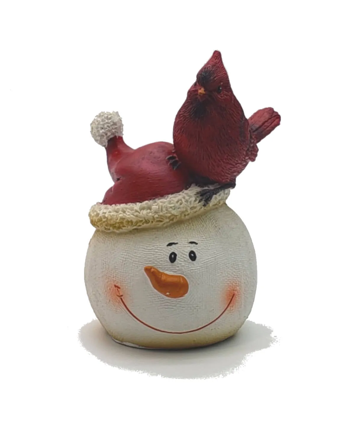 Snowman Head & Red Cardinal Christmas Decoration