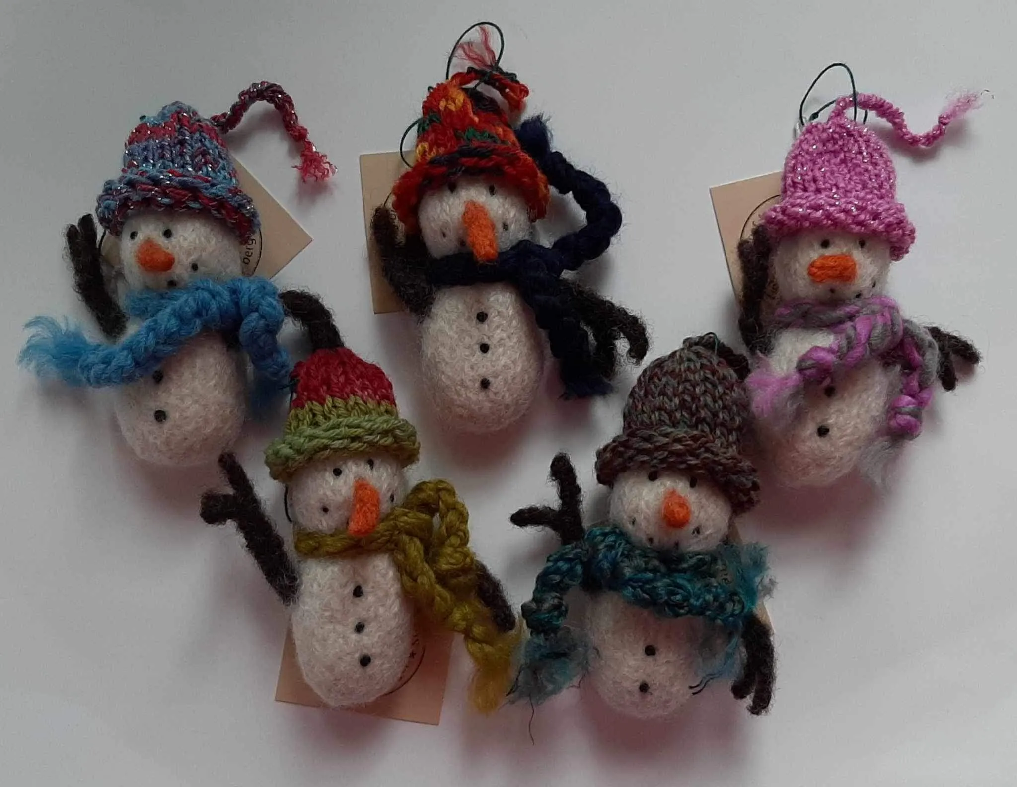 Snowmen- Sbb-20 Baby Blue Felted 100% Wool Ornament  4 1/2" x 2"