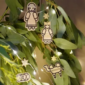 Sparkly Gold Nativity Tree Set - 8 Piece