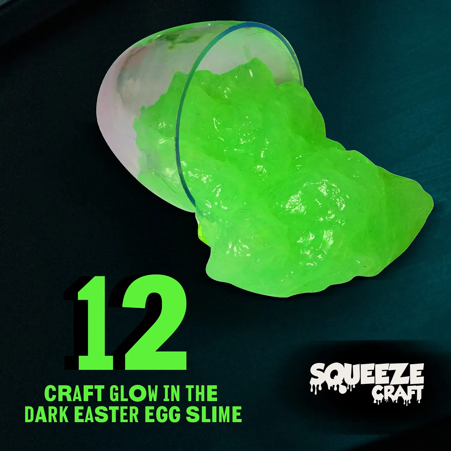 Squeeze Craft Glow in The Dark Easter Egg Slime - 12 Pack Educational Fidget Playset